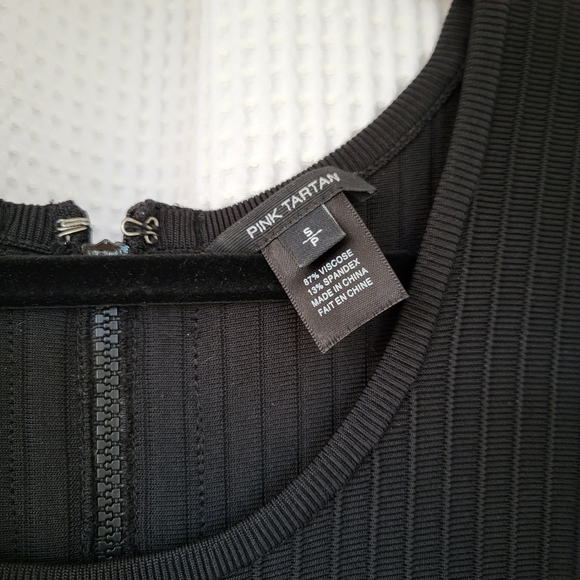 Pink Tartan black, knit midi dress - Picture 1 of 7